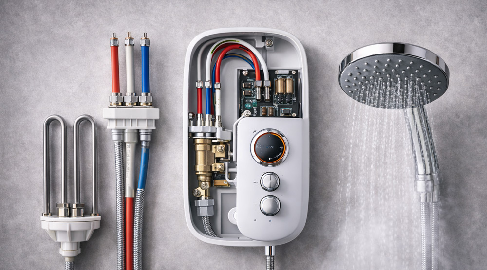 Componentes de una ducha eléctrica eficiente para mejorar confort y ahorrar energía
