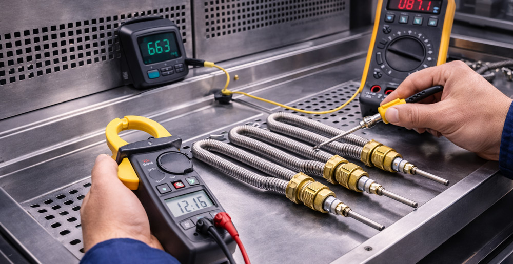 Control de calidad y pruebas eléctricas en la fabricación de resistencias industriales
