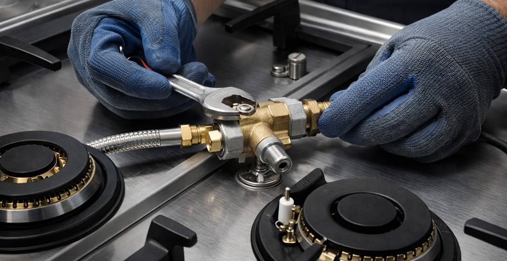 Instalación correcta de repuestos esenciales en una estufa a gas
