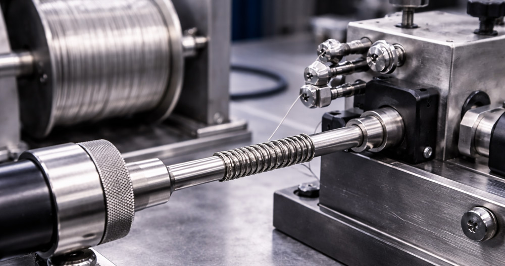 Máquina bobinadora de hilo resistivo utilizada en la fabricación de resistencias eléctricas
