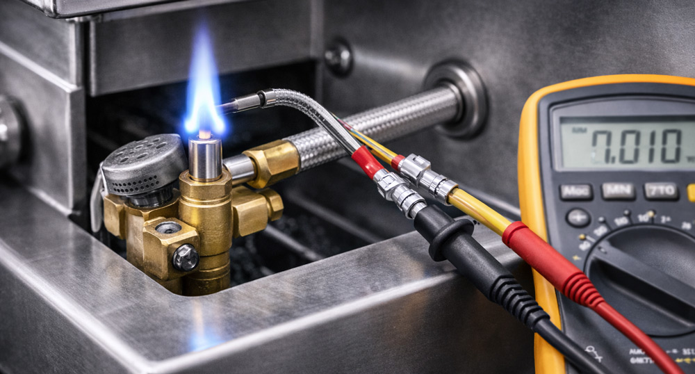 Prueba de termocupla y termopila con multímetro en equipos a gas
