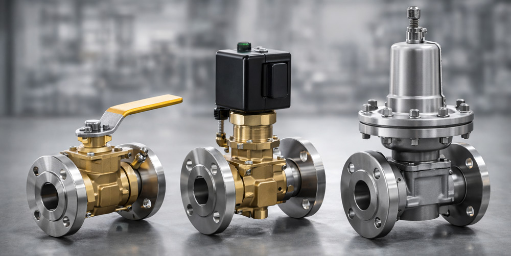 Tipos de válvulas de gas industriales para sistemas de calefacción y equipos a gas
